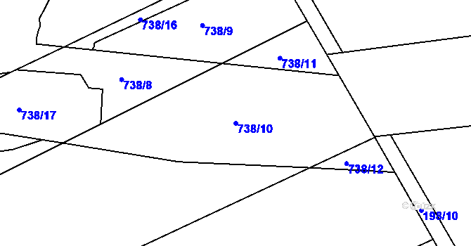 Parcela st. 738/10 v KÚ Jirny, Katastrální mapa