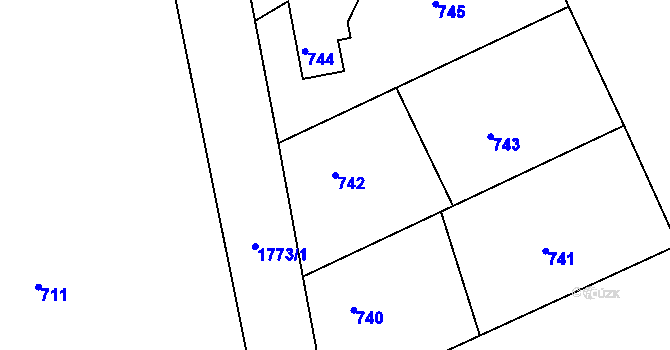 Parcela st. 742 v KÚ Jirny, Katastrální mapa