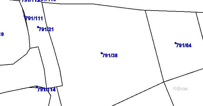 Parcela st. 791/38 v KÚ Jirny, Katastrální mapa