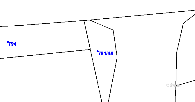 Parcela st. 791/44 v KÚ Jirny, Katastrální mapa