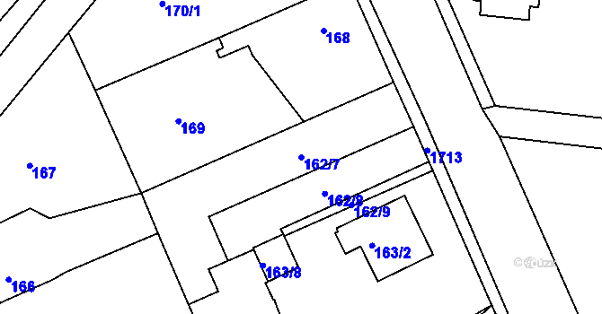 Parcela st. 162/7 v KÚ Jirny, Katastrální mapa