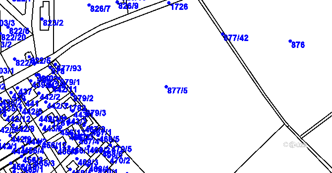 Parcela st. 877/5 v KÚ Jirny, Katastrální mapa