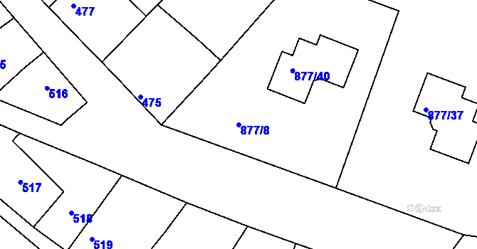Parcela st. 877/8 v KÚ Jirny, Katastrální mapa