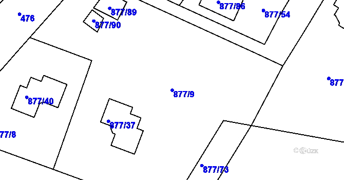 Parcela st. 877/9 v KÚ Jirny, Katastrální mapa