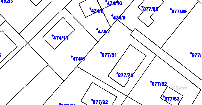 Parcela st. 877/51 v KÚ Jirny, Katastrální mapa