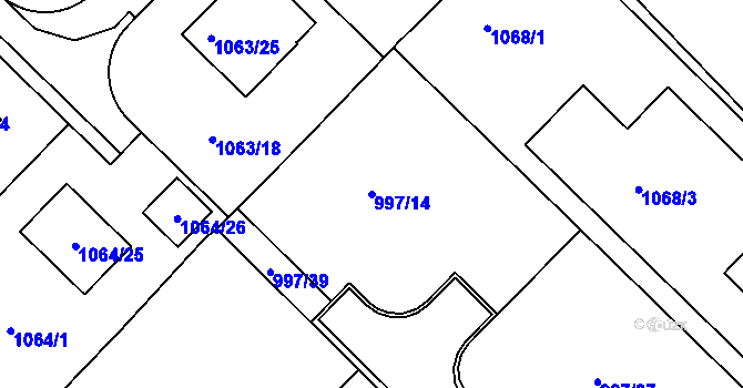 Parcela st. 997/14 v KÚ Jirny, Katastrální mapa