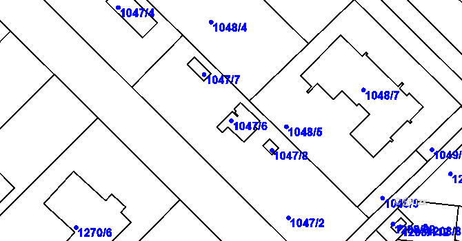 Parcela st. 1047/6 v KÚ Jirny, Katastrální mapa