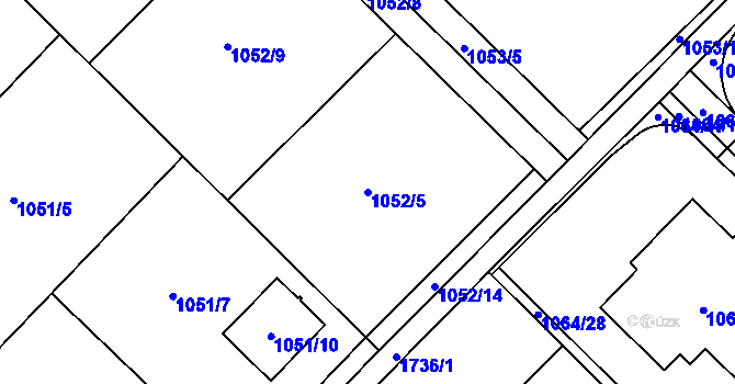 Parcela st. 1052/5 v KÚ Jirny, Katastrální mapa