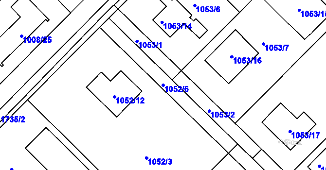 Parcela st. 1052/6 v KÚ Jirny, Katastrální mapa