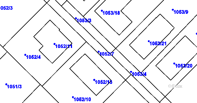 Parcela st. 1052/7 v KÚ Jirny, Katastrální mapa