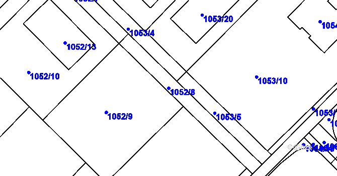 Parcela st. 1052/8 v KÚ Jirny, Katastrální mapa