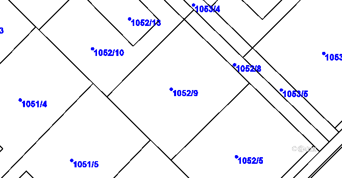 Parcela st. 1052/9 v KÚ Jirny, Katastrální mapa