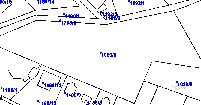 Parcela st. 1089/5 v KÚ Jirny, Katastrální mapa