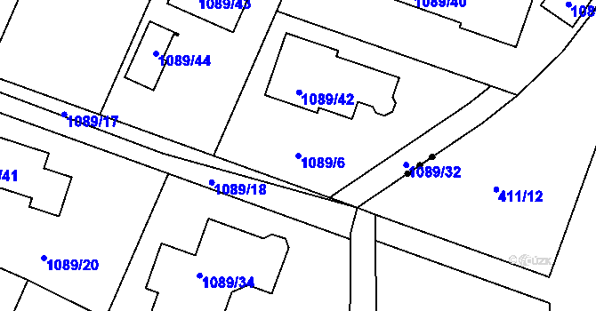 Parcela st. 1089/6 v KÚ Jirny, Katastrální mapa