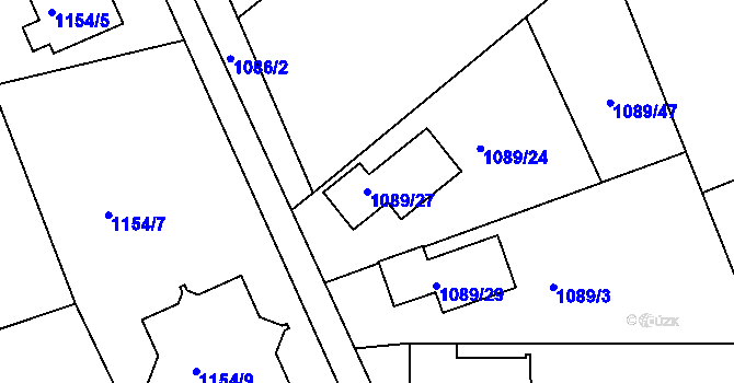 Parcela st. 1089/27 v KÚ Jirny, Katastrální mapa