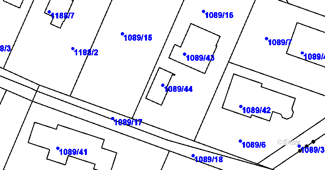 Parcela st. 1089/44 v KÚ Jirny, Katastrální mapa