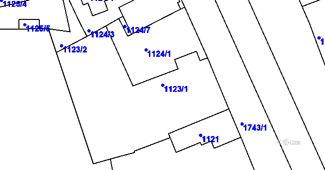 Parcela st. 1123/1 v KÚ Jirny, Katastrální mapa