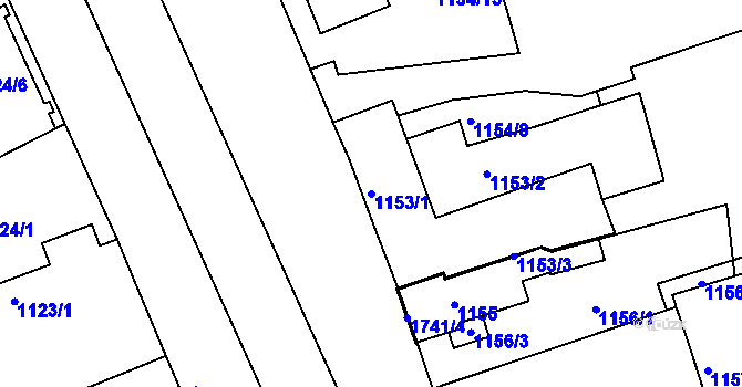 Parcela st. 1153/1 v KÚ Jirny, Katastrální mapa