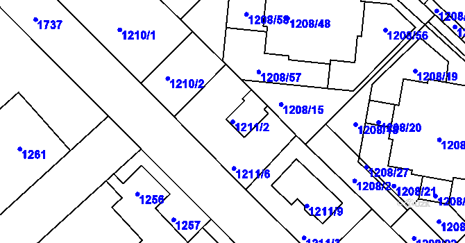 Parcela st. 1211/2 v KÚ Jirny, Katastrální mapa