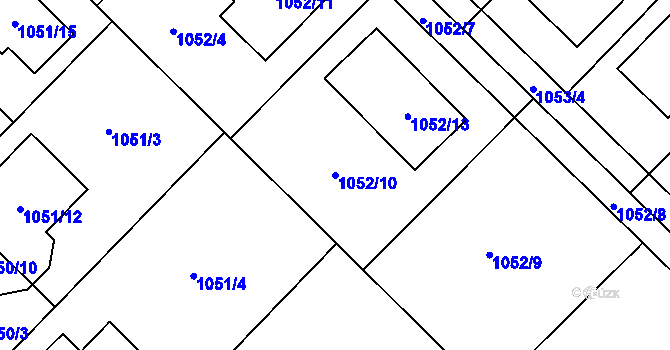 Parcela st. 1052/10 v KÚ Jirny, Katastrální mapa