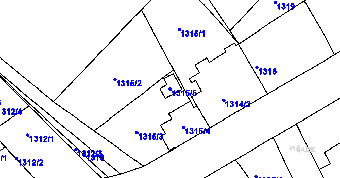 Parcela st. 1315/5 v KÚ Jirny, Katastrální mapa