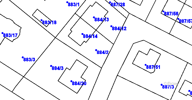 Parcela st. 884/2 v KÚ Jirny, Katastrální mapa