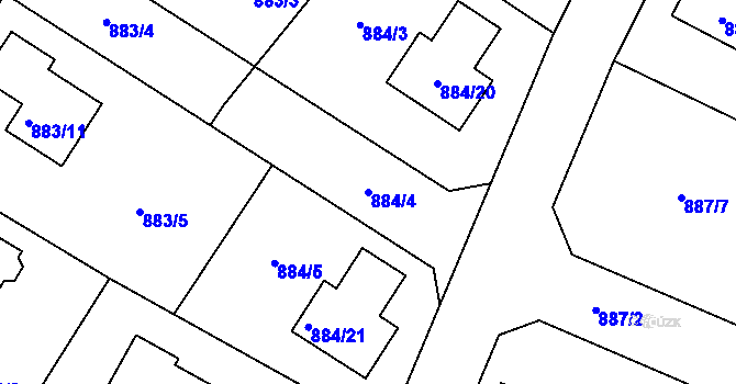 Parcela st. 884/4 v KÚ Jirny, Katastrální mapa