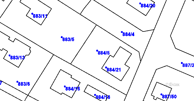 Parcela st. 884/5 v KÚ Jirny, Katastrální mapa