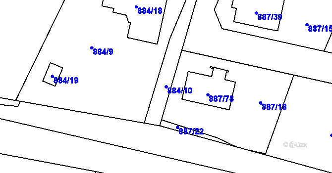 Parcela st. 884/10 v KÚ Jirny, Katastrální mapa