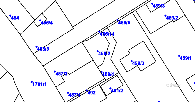 Parcela st. 458/2 v KÚ Jirny, Katastrální mapa