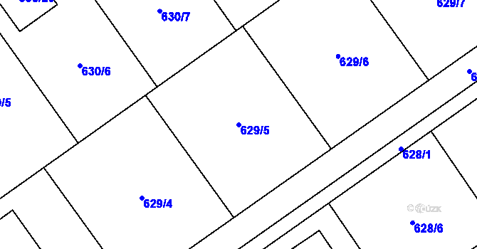 Parcela st. 629/5 v KÚ Jirny, Katastrální mapa