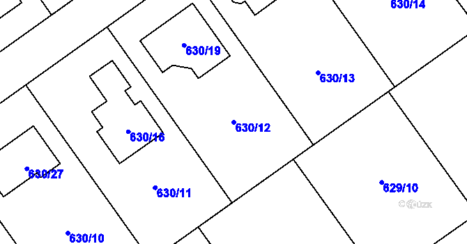 Parcela st. 630/12 v KÚ Jirny, Katastrální mapa