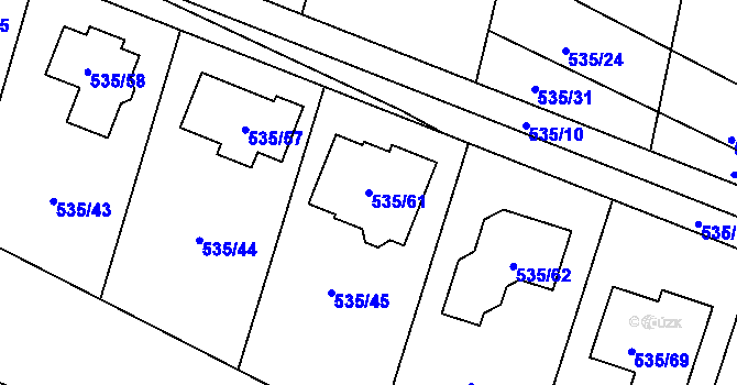 Parcela st. 535/61 v KÚ Jirny, Katastrální mapa