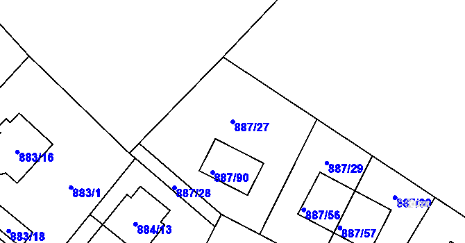 Parcela st. 887/27 v KÚ Jirny, Katastrální mapa
