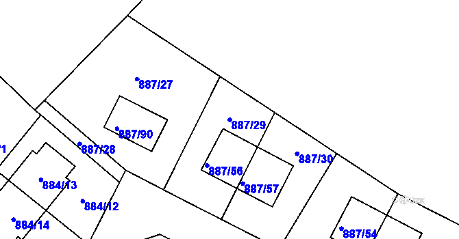Parcela st. 887/29 v KÚ Jirny, Katastrální mapa