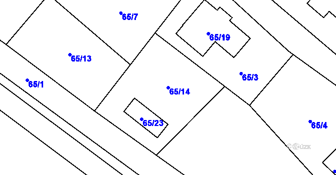 Parcela st. 65/14 v KÚ Jirny, Katastrální mapa