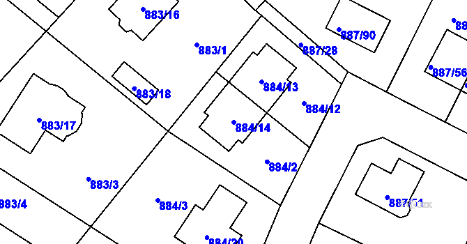 Parcela st. 884/14 v KÚ Jirny, Katastrální mapa
