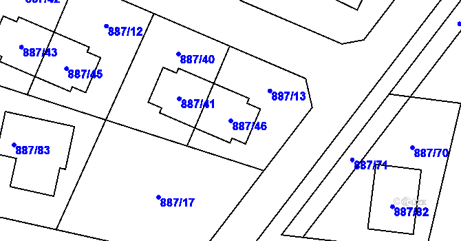 Parcela st. 887/46 v KÚ Jirny, Katastrální mapa