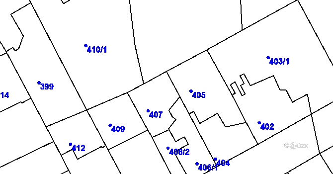 Parcela st. 406/3 v KÚ Jirny, Katastrální mapa