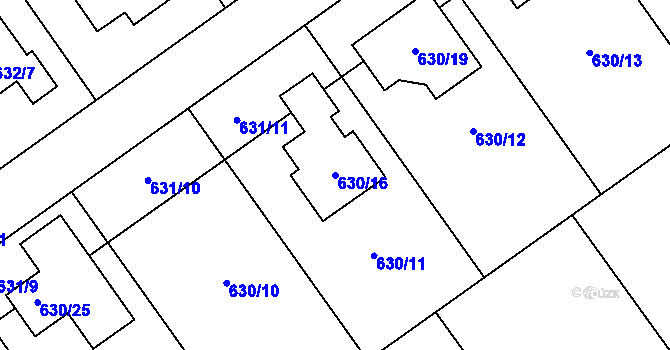 Parcela st. 630/16 v KÚ Jirny, Katastrální mapa