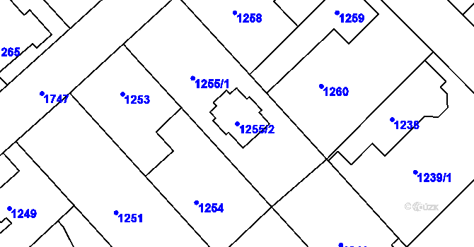 Parcela st. 1255/2 v KÚ Jirny, Katastrální mapa