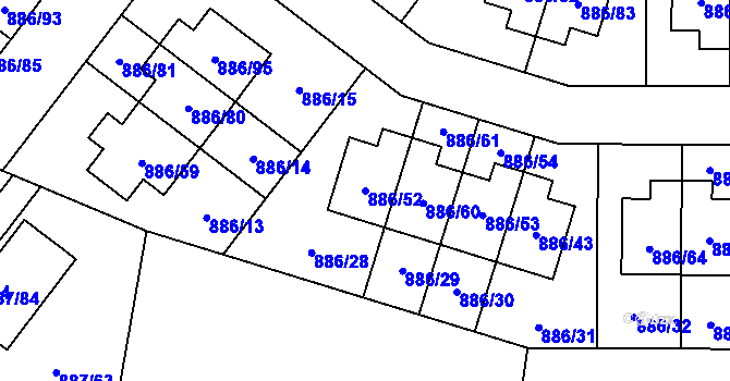 Parcela st. 886/52 v KÚ Jirny, Katastrální mapa