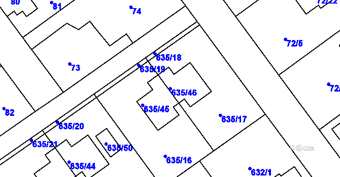 Parcela st. 635/46 v KÚ Jirny, Katastrální mapa