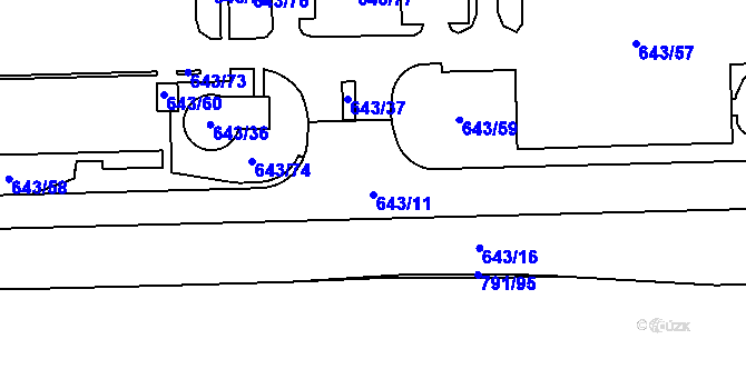 Parcela st. 643/11 v KÚ Jirny, Katastrální mapa
