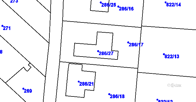Parcela st. 286/27 v KÚ Jirny, Katastrální mapa