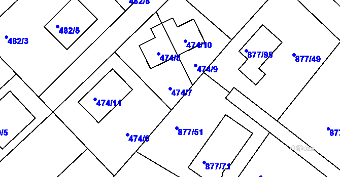 Parcela st. 474/7 v KÚ Jirny, Katastrální mapa