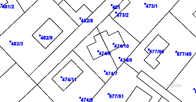 Parcela st. 474/8 v KÚ Jirny, Katastrální mapa