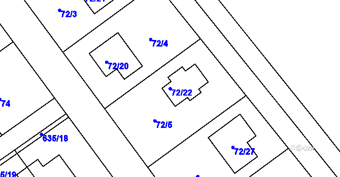 Parcela st. 72/22 v KÚ Jirny, Katastrální mapa