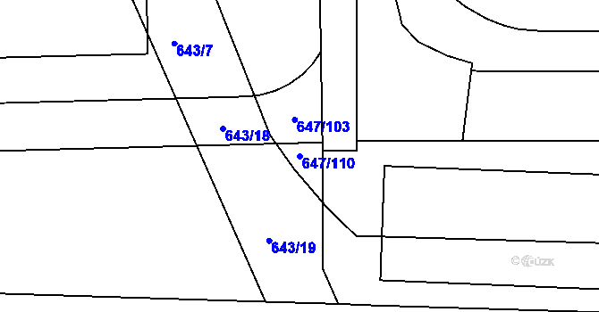 Parcela st. 647/110 v KÚ Jirny, Katastrální mapa