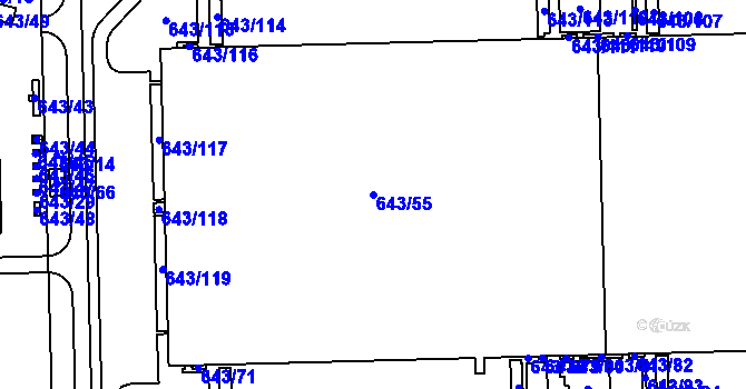 Parcela st. 643/55 v KÚ Jirny, Katastrální mapa